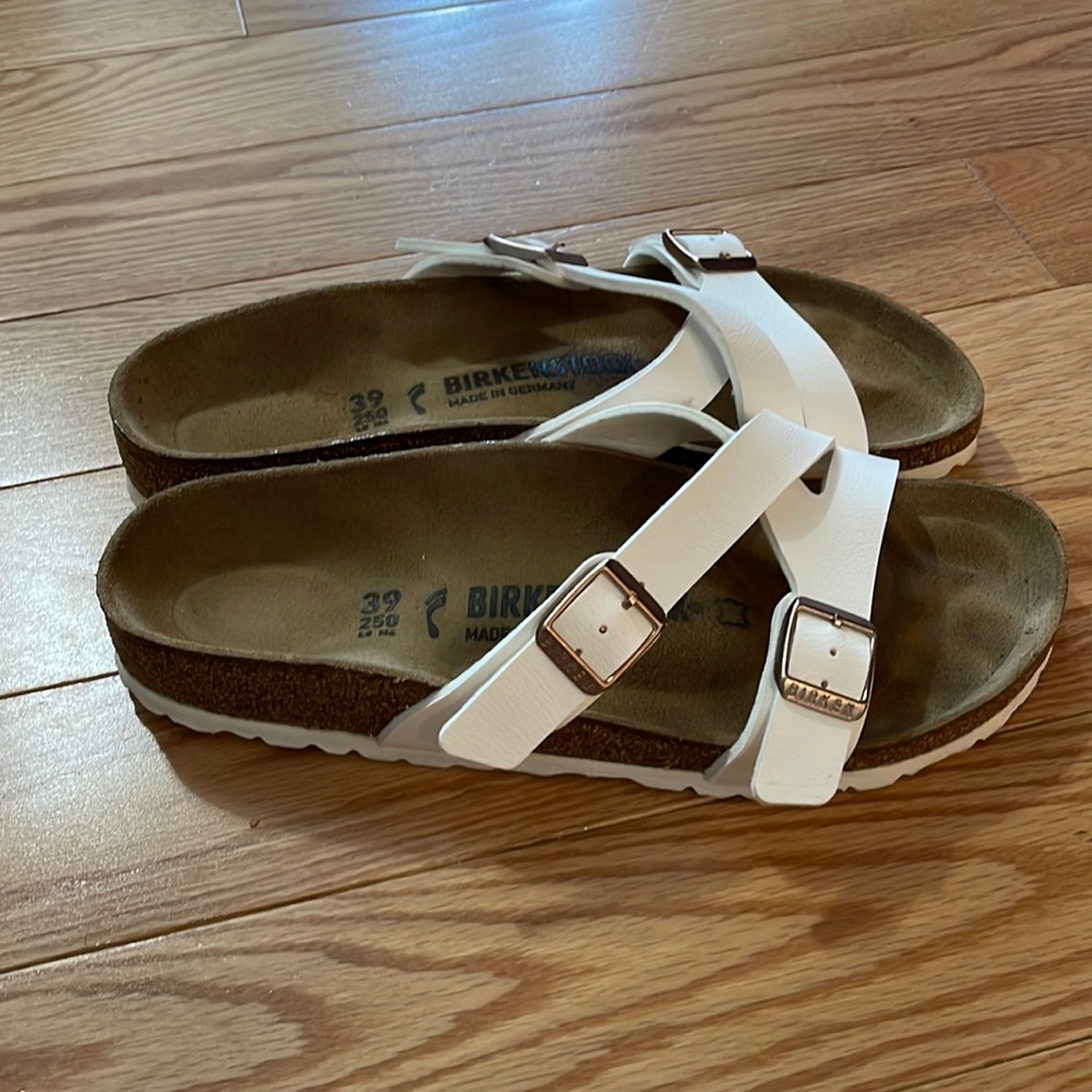 Birkenstock white leather sandals.  Great condition, minimal wear.